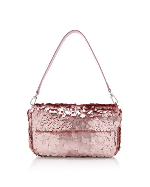 Staud Pink Timmy Convertible Sequined Shoulder Bag