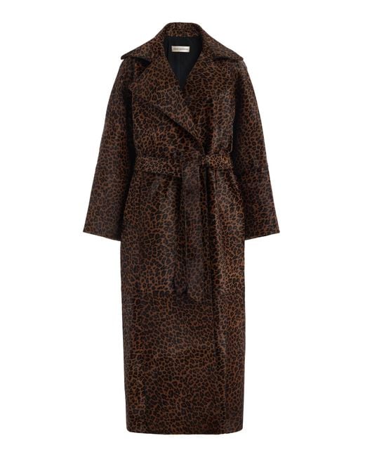 Nour Hammour Brown Althea Leopard Ponyhair Trench Coat
