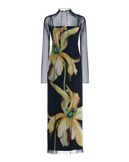 Significant Other Multicolor Exclusive Jean Floral Mesh Midi Dress