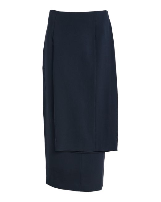Ashlyn Blue Twisted Crepe Knee-Length Skirt