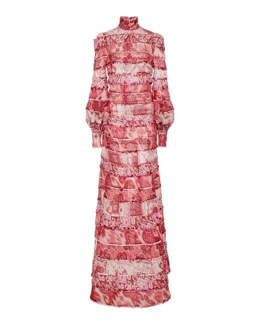 Zimmermann Pink Ikat Print Maxi Dress