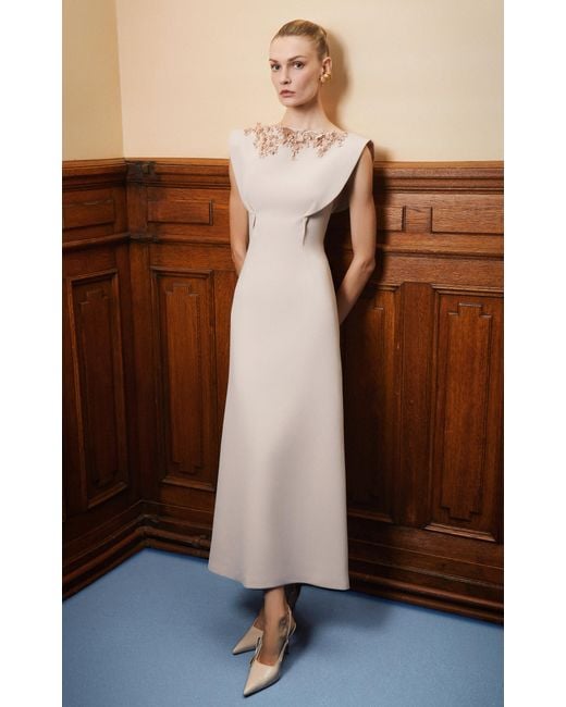 Georges Hobeika Brown Embroidered Sculpted Evening Gown