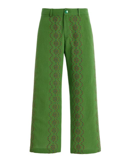 La Veste Green Punto De Cruz Cotton Pants