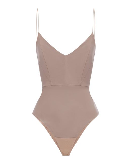 Alex Perry Brown Bikini Leather Bodysuit