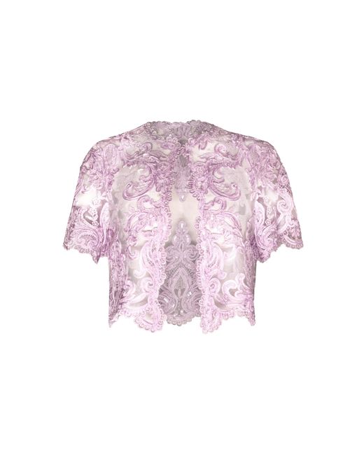 Naeem Khan Pink Ribbon Lace Bolero