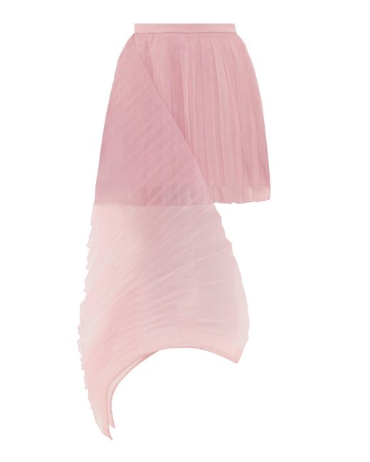 ANDREA IYAMAH Pink Ime Asymmetric Pleated Organza Mini Skirt