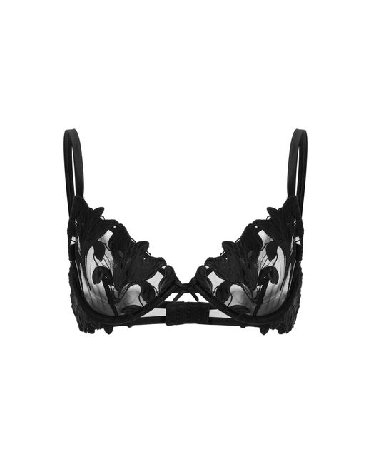 Fleur du Mal Black Lily Plunge Demi Bra
