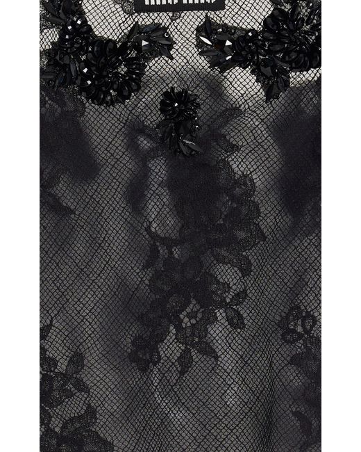 Miu Miu Embroidered Lace Top in Black