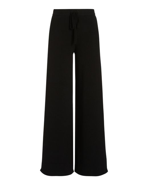 Co. Black Drawstring Wool-knit Wide-leg Pants