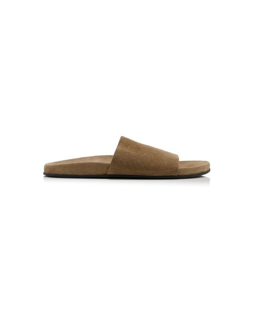 The Row Natural Hugh Suede Slide Sandals