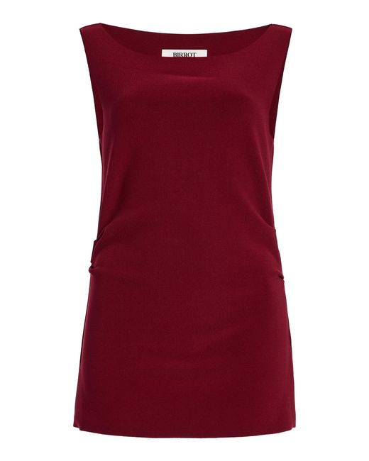 Birrot Red Lay2 Draped Crepe Top