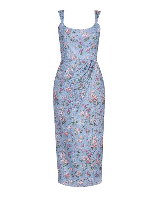 Markarian Blue Marla Lace Wrap Midi Dress