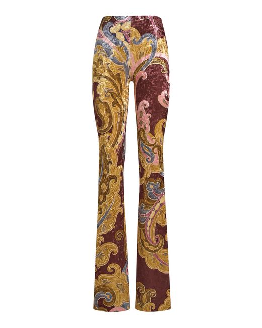 Etro Multicolor Crushed Velvet Flared Pants