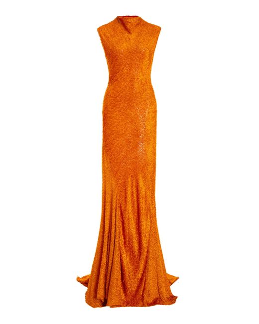 TOVE Orange Elisa Flocked Gown