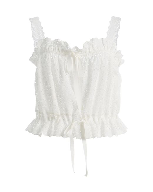 Ulla Johnson White Isola Gathered Cotton Top