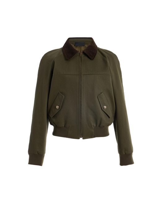 Nili Lotan Green Victor Cotton Bomber Jacket