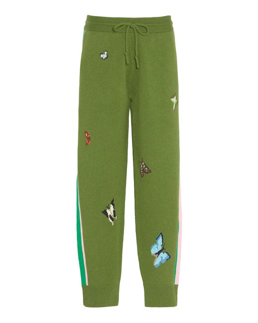 Barrie Green X Damien Hirst Butterflies Cashmere Straight-Leg Pants