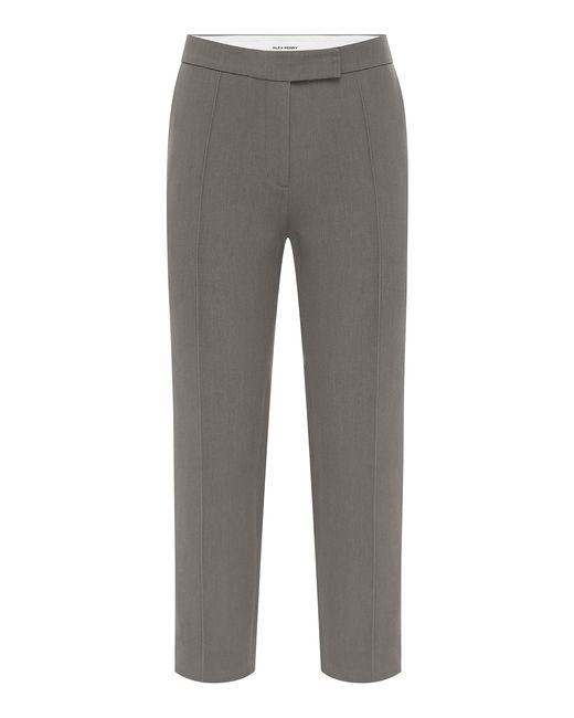 Alex Perry Gray Cropped Wool-Blend Straight-Leg Pants
