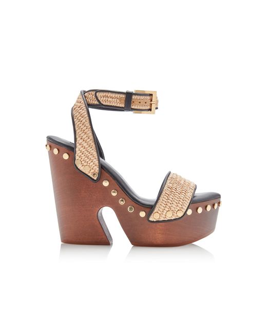 Givenchy White Platform Fringed Raffia 95Mm Wedges