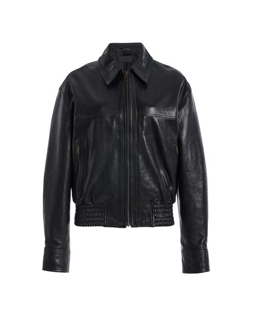Nili Lotan Black Aime Leather Bomber Jacket
