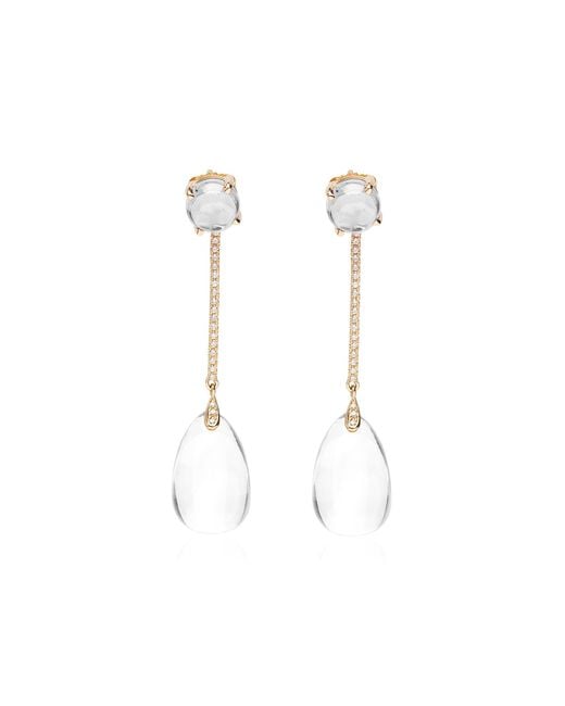 Goshwara Multicolor 18K Moon Quartz And Diamond Earrings