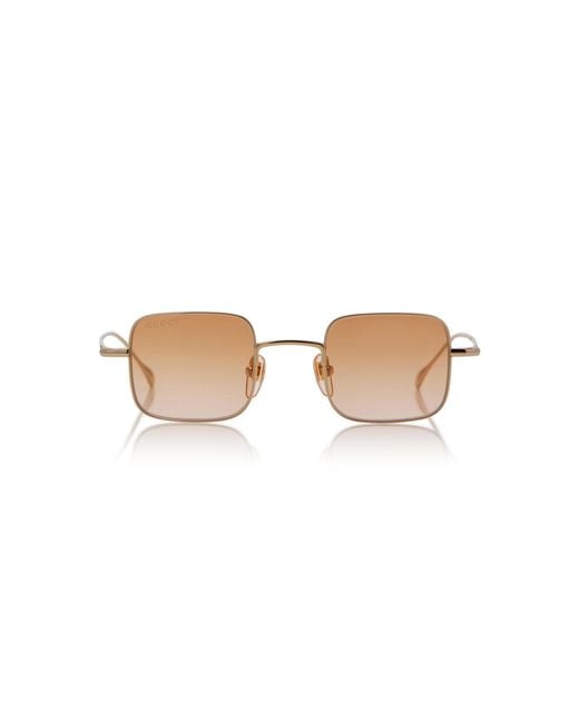 Gucci Orange Square-Frame Metal Sunglasses
