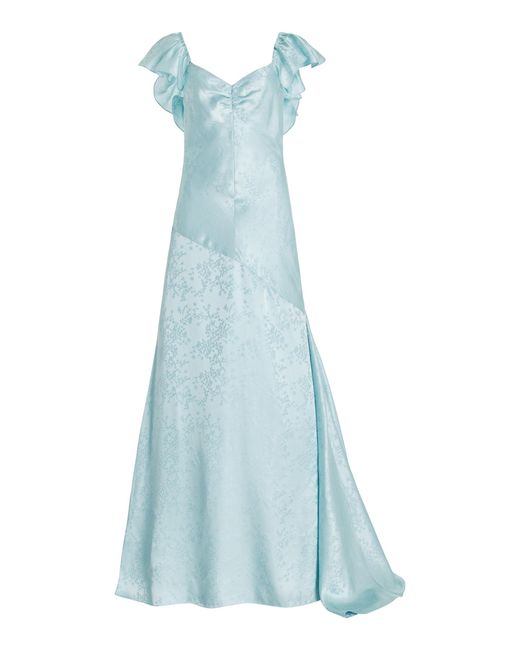 Markarian Blue Katharina Ruffled Silk-blend Jacquard Gown