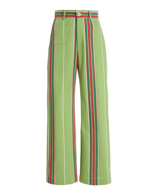 La Veste Green Exclusive Riviera Pippi Striped Cotton Pants