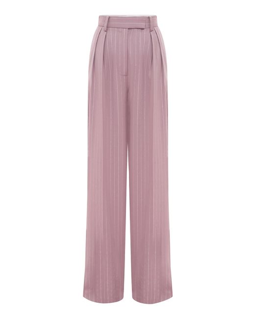 Alex Perry Pink Tailored Twill-lurex Pinstripe Trousers