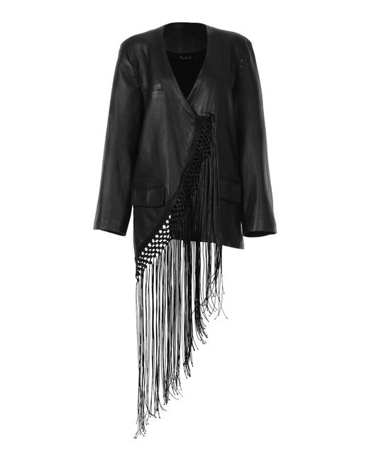 MAZ Manuela Álvarez Black Macramé Leather Blazer