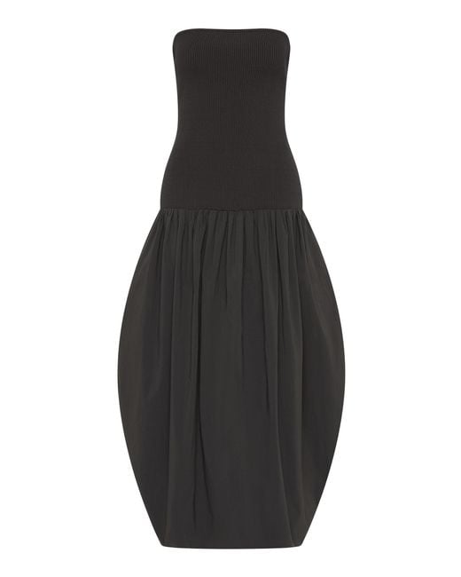 St. Agni Black Sculpted Balloon Cotton Dress