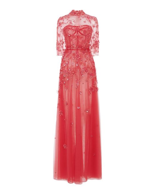 Zuhair Murad Embroidered Tulle Maxi Dress And Cape Set