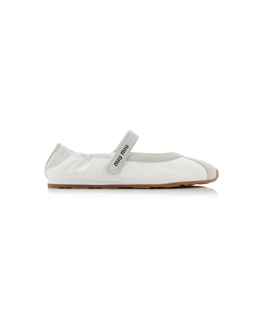 Miu Miu White Suede-Trimmed Nylon Sneakers