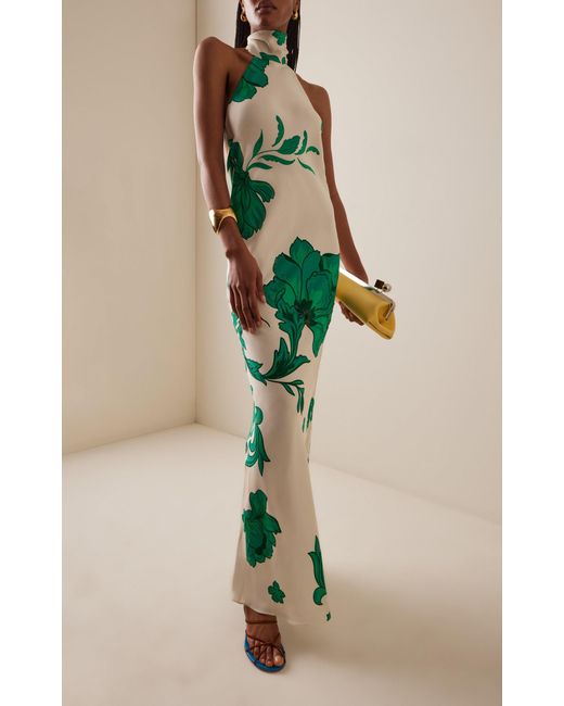 Francesca Miranda Exclusive Hera Printed Silk Halter Gown in Green | Lyst Australia Francesca Miranda Exclusive Hera Printed Silk Halter Gown in Green | Lyst Australia