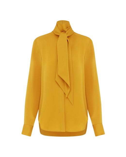 Alex Perry Yellow Tie-detailed Satin Crepe Top