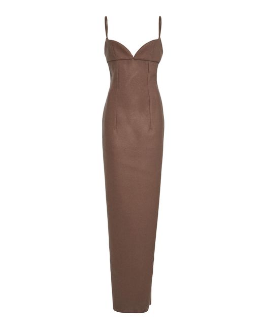 Ludovic de Saint Sernin Brown New Isabella Wool Maxi Dress