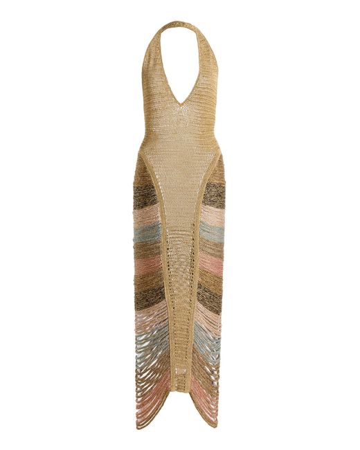 Andrea Almeida Natural Melissa Cord Detailed Maxi Dress