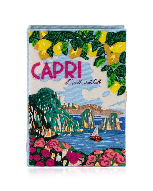 Olympia Le-Tan Green Capri Lemons Mer Bio Book Clutch