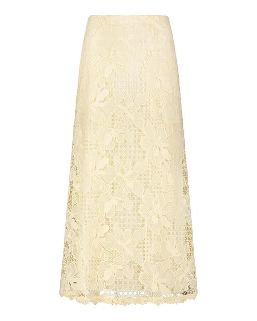 Lela Rose Natural Lattice Guipure Lace Midi Skirt