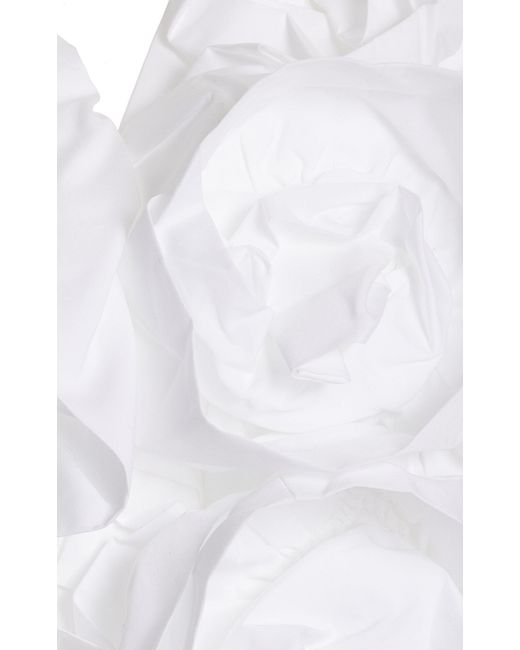 Simone Rocha White Rosette-detailed Cotton Poplin Crop Top