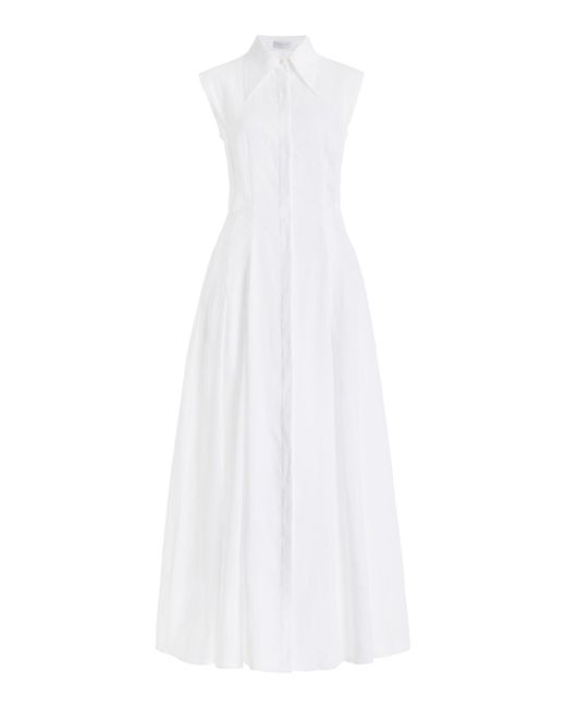 Gabriela Hearst White Durand Linen Maxi Shirt Dress