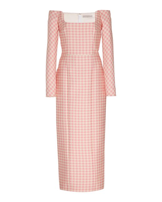 Emilia Wickstead Pink Off-the-shoulder Gingham Dress
