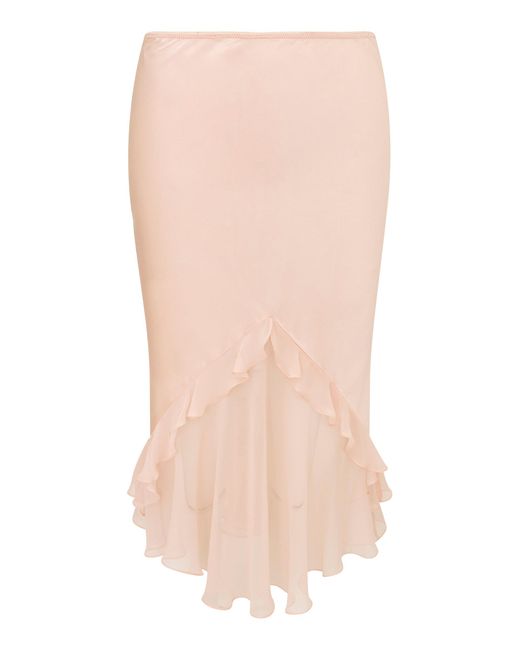 LoveShackFancy Pink Lucinde Silk Midi Skirt
