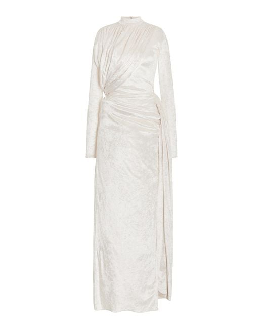 Burc Akyol Crushed Velvet Maxi Dress in White | Lyst