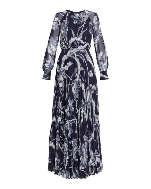 Erdem White Printed Long-Sleeve Gown