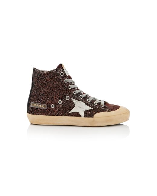 Golden Goose Deluxe Brand Brown Francy Penstar Suede-trimmed Glittered Sneakers