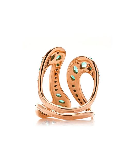 Fernando Jorge Green Stream 18k Rose Gold Emerald Ring