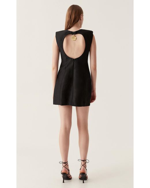 Aje. Black Cove Pendant Linen-blend Mini Dress