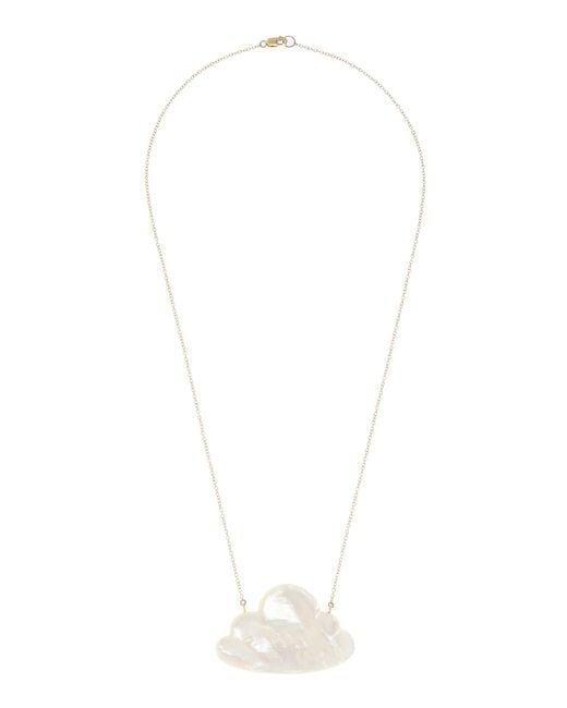 Annette Ferdinandsen White Large 14K Mother Of Pearl And Diamond Necklace
