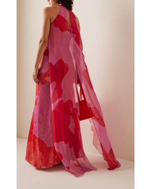 Silvia Tcherassi Lodi Layered Silk & Sequin Maxi Dress